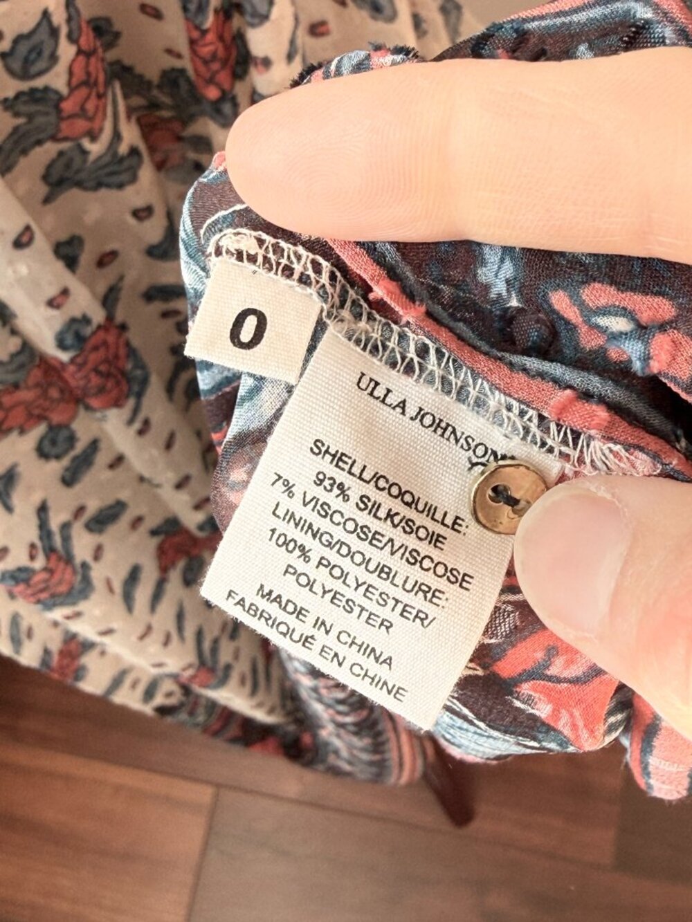 Ulla Johnson Silk Floral Pleated Boho Midi Dress Size 0 Long Sleeve - Picture 7 of 7